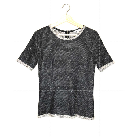 Cabi Tweed Knit Top Womens Small S CAbi #542 Black Gray Coco Shell Back Zipper - Picture 11 of 11